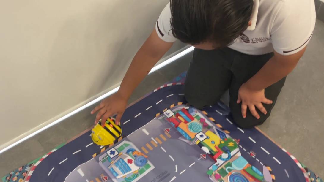 Abejas robot Beebots en un laberinto